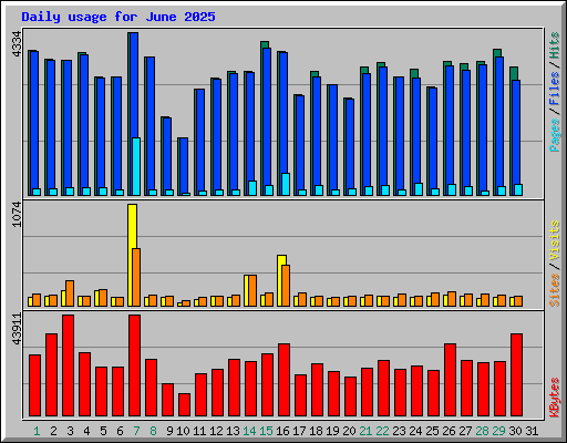Daily usage for June 2025